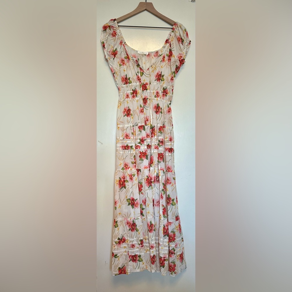 Love Shack Fancy Hibiscus Floral Print Maxi Dress
